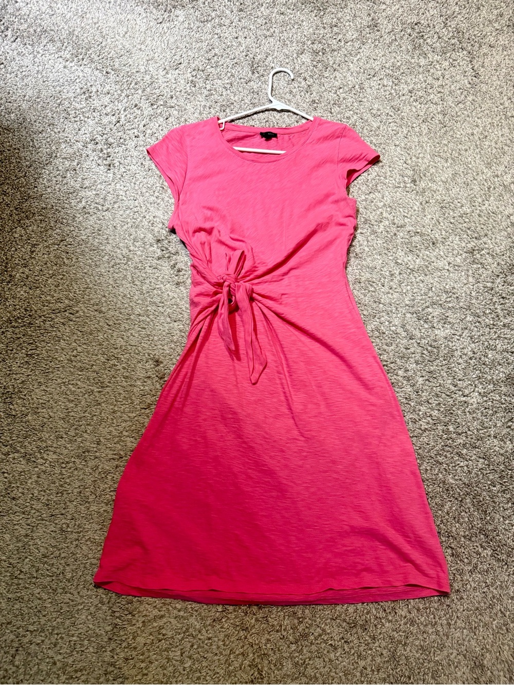 Talbots Hot Pink Tie-Waist Short Sleeve Midi Dress